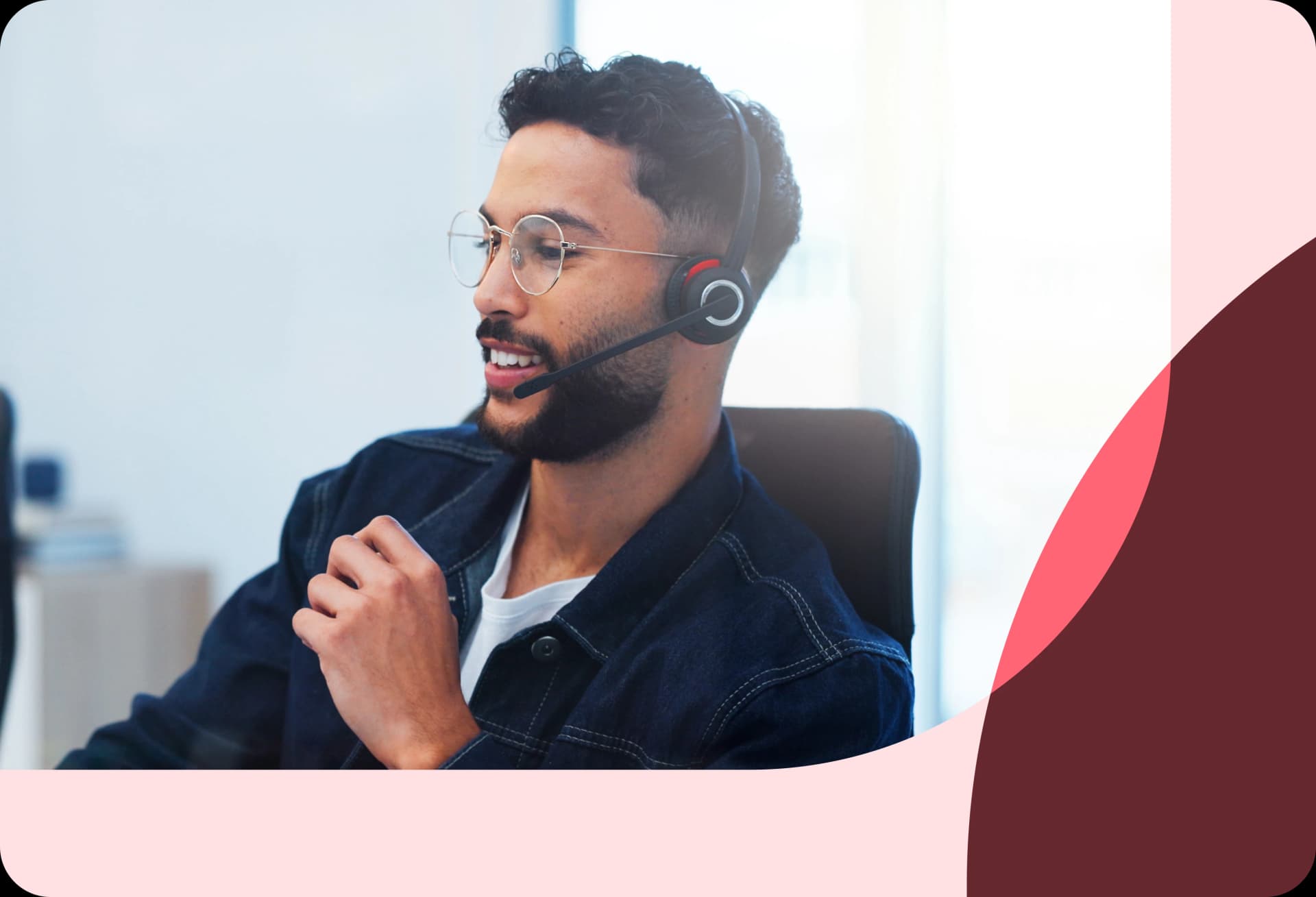 Telemarketing agent using a headset, optimizing lead engagement and scaling outbound revenue with Convoso's advanced dialer platform.